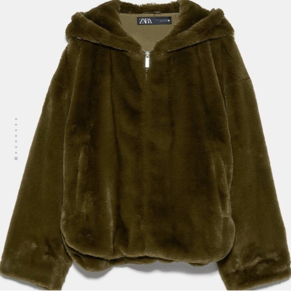 Zara Faux Fur Hood Zip Jacket